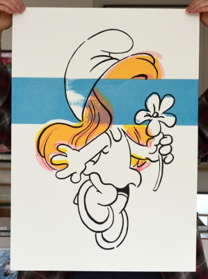 ''Smurfette Stripe Special'' limited edition screenprint by Carl Stimpson